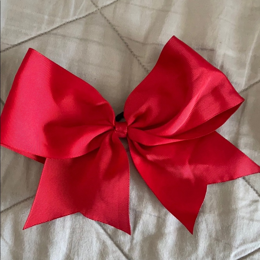 Red hair bow! With hair tye attatched
